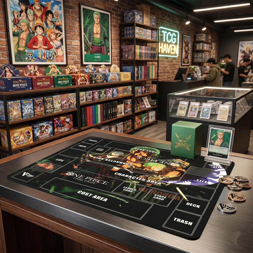 Roronoa Zoro 2 Player Playmat - One Piece Card Game Mat - OPCG TCG Custom Play Mat - Two Person Desk Mat - Anime Card Game Accessories