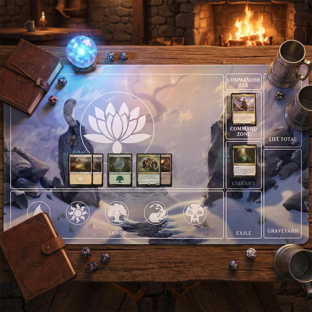 Magic The Gathering Playmat | MTG Commander EDH Playmat | Custom TCG Gaming Mat with Stitched Edges | Card Game Desk Mat | 24x14 Playmat