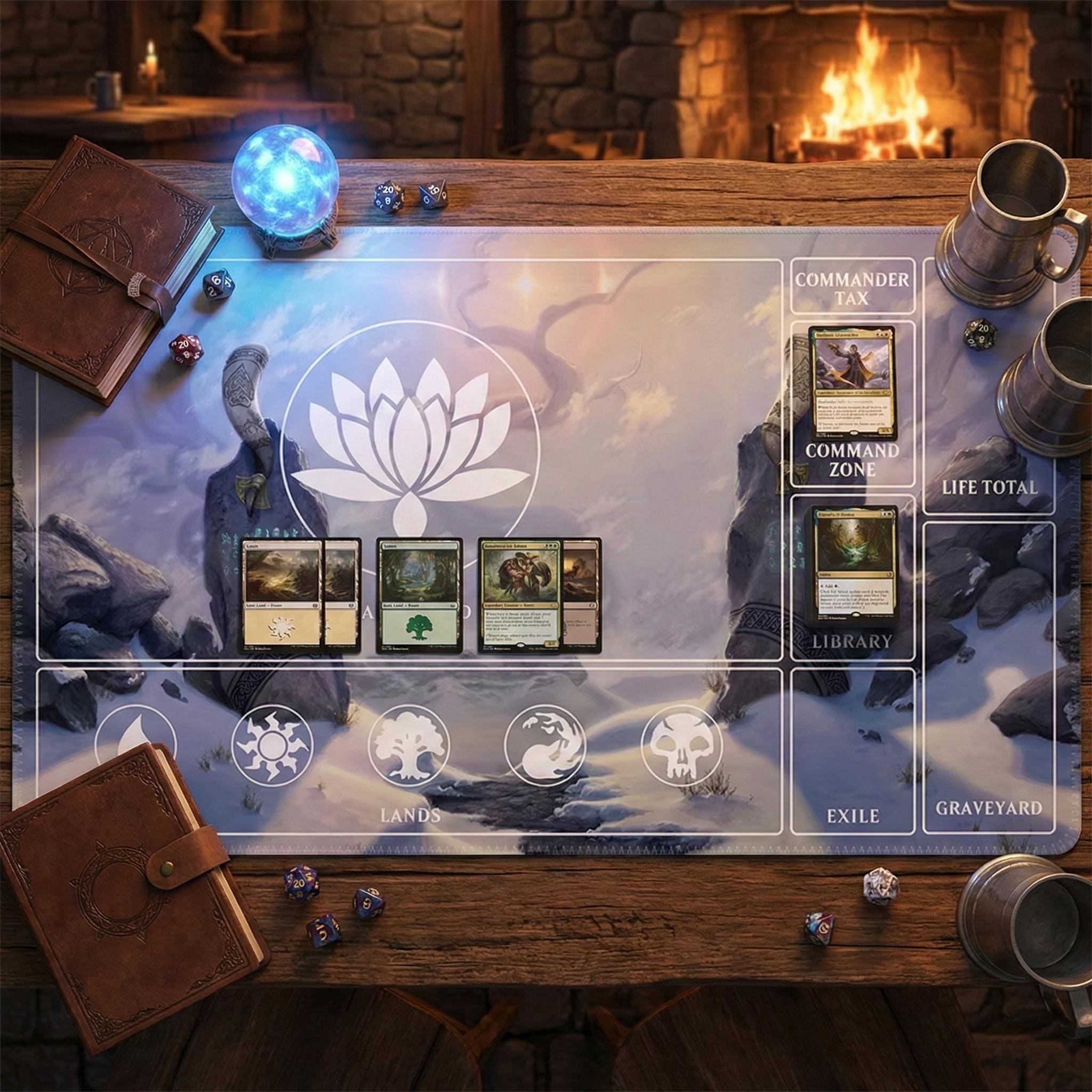 Magic The Gathering Playmat | MTG Commander EDH Playmat | Custom TCG Gaming Mat with Stitched Edges | Card Game Desk Mat | 24x14 Playmat