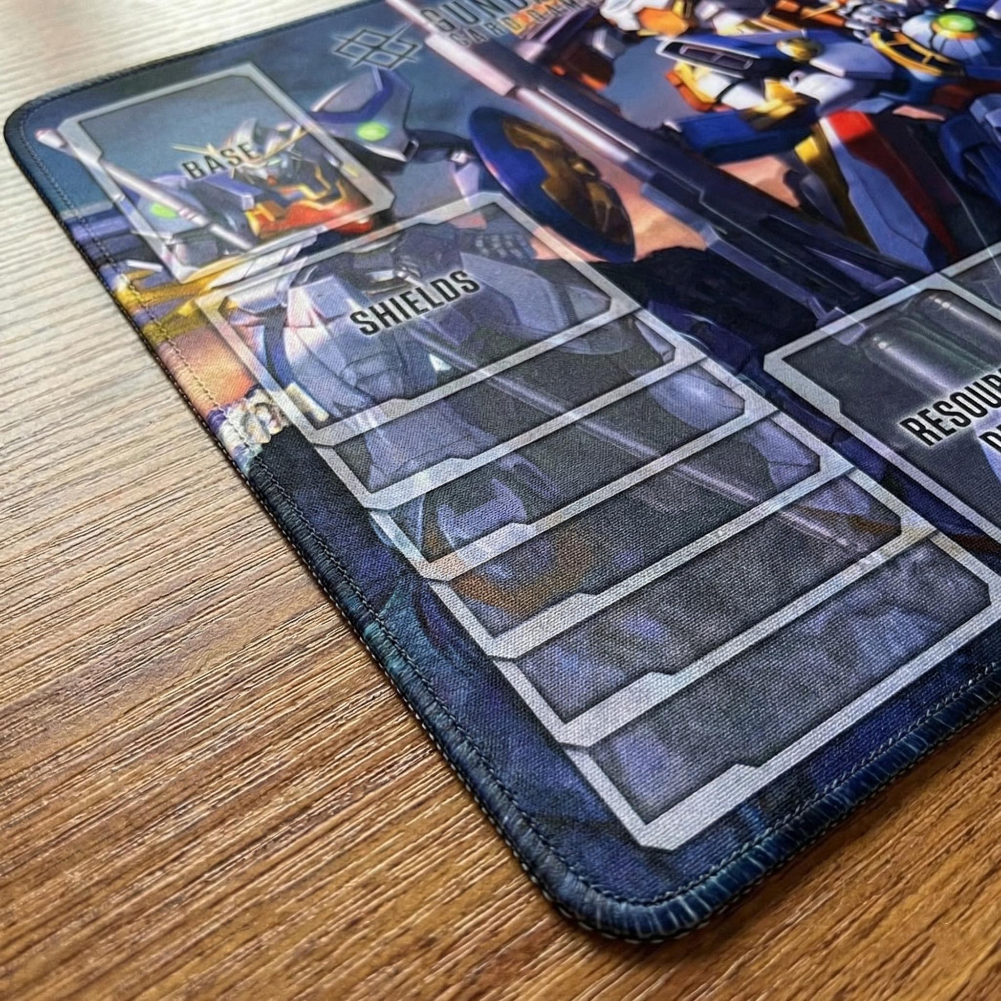 Gundam Card Game Playmat with Zones - 24x14" Gundam Wing TCG Card Mat & Desk Mat - Non-Slip Rubber Base GCG Gaming Accessory Gift for Fans