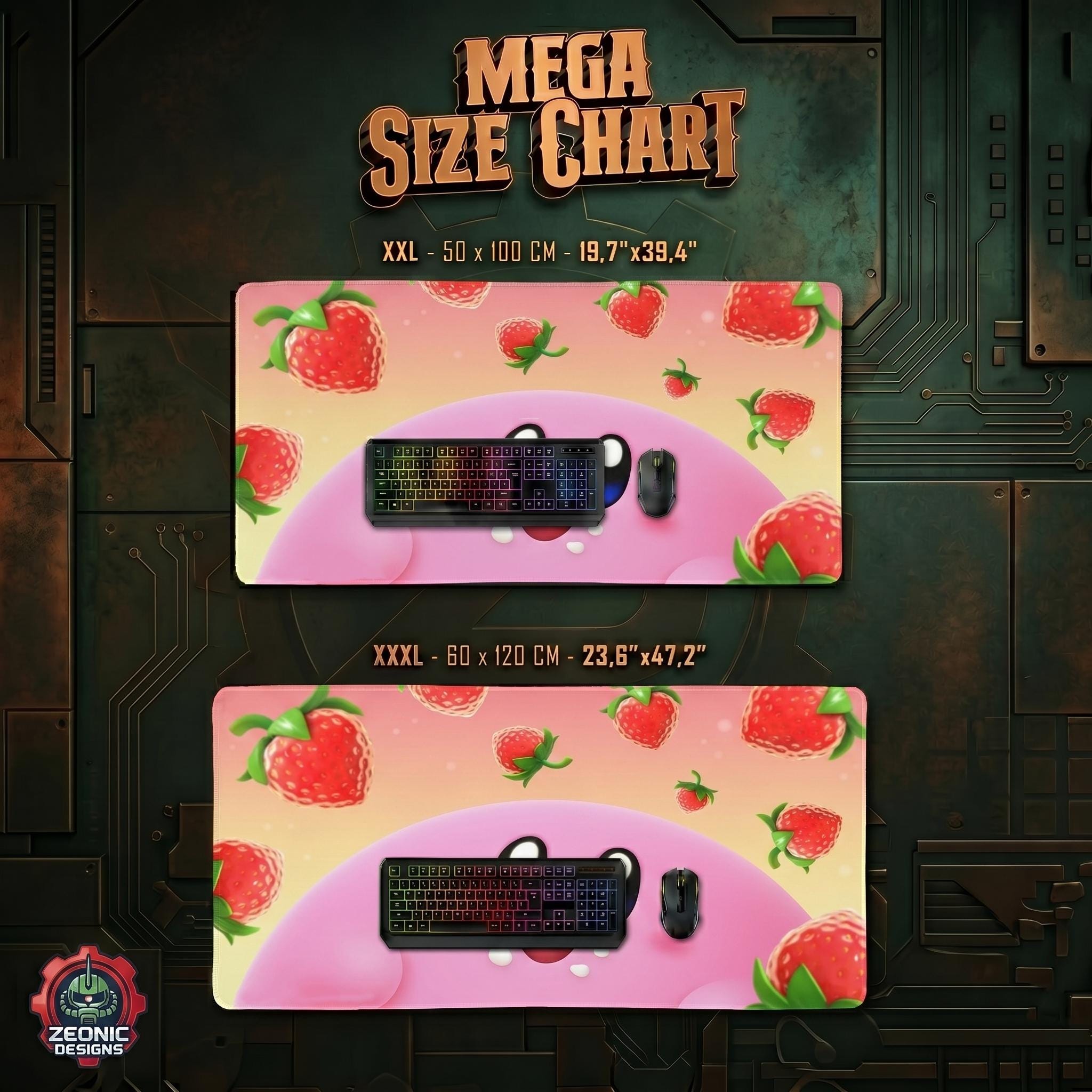 Kirby Pink Strawberry Gaming Desk Mat