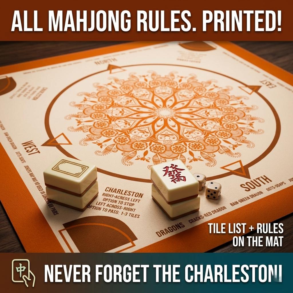 Mahjong Mat with Instructions and Charleston Rules