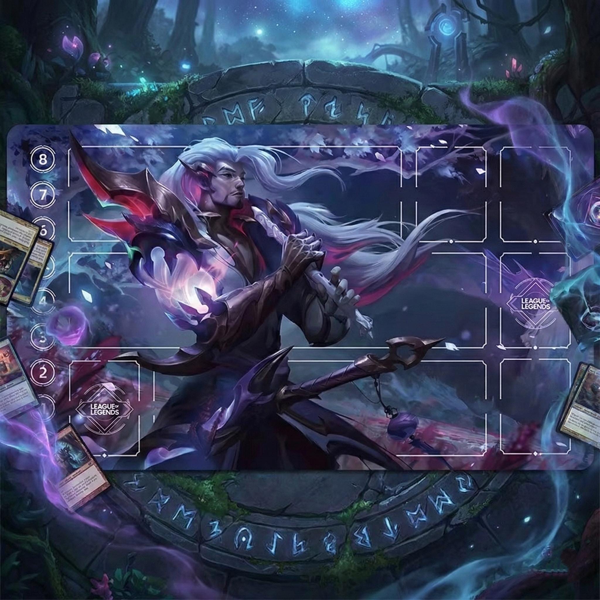 League of Legends Yone Playmat – Riftbound Trading Card Game Surface (24" x 14")