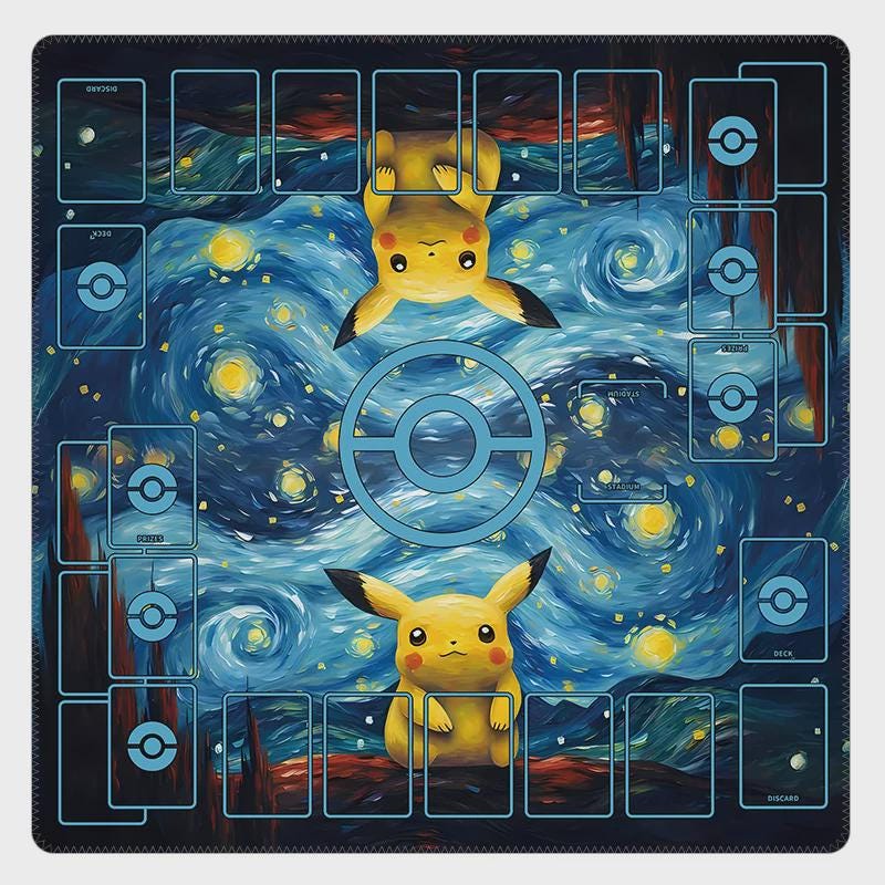 Pikachu Oil Painting Pokemon Duo Playmat