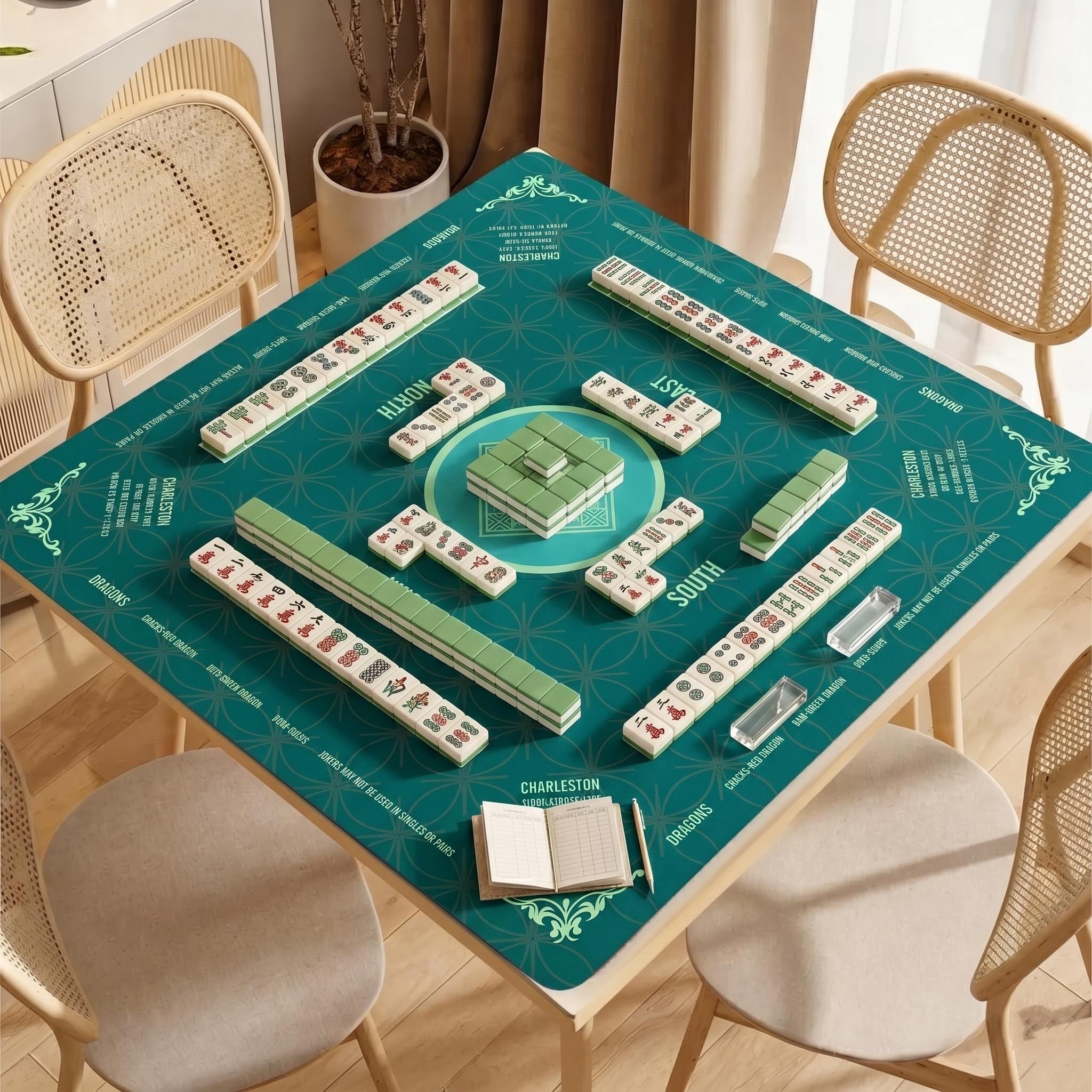 Mahjong Mat Square Playmat - Non-Slip Gaming Mat for Players, Clubs, and Gift for Mahjong Lovers