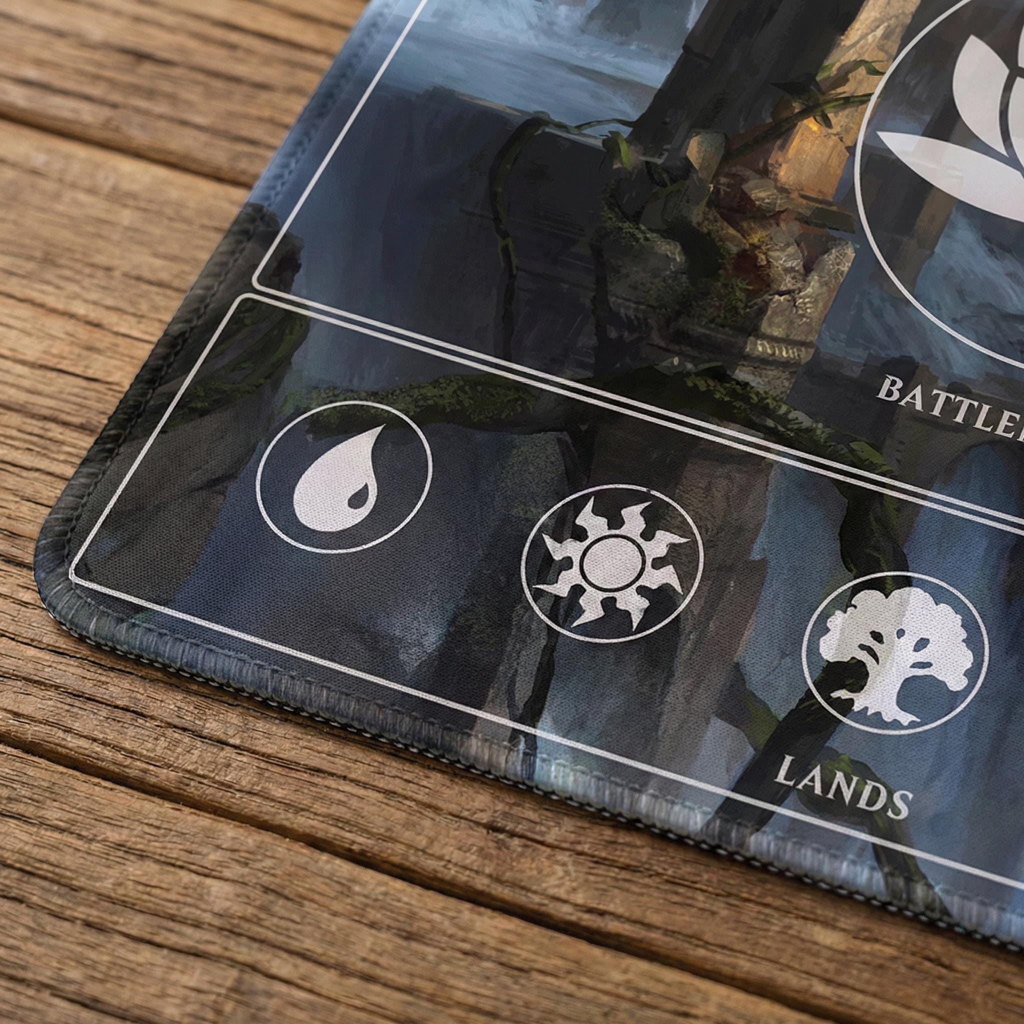 MTG Commander Playmat with Zones | Lotus Fantasy Art Magic the Gathering Mat | EDH Game Pad 24 x 14" | Gamer Desk Mat Gift