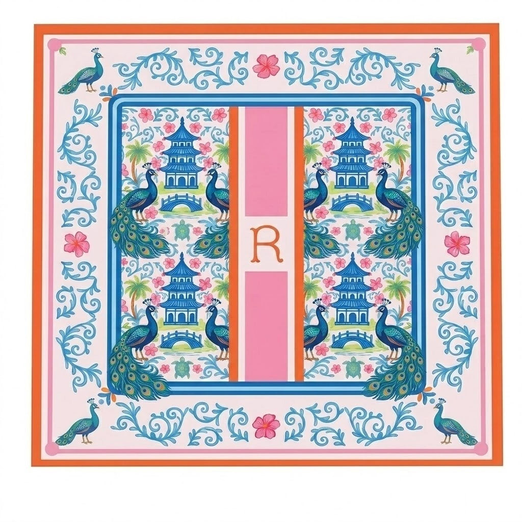 Peacock Design Personalized Mahjong Mat