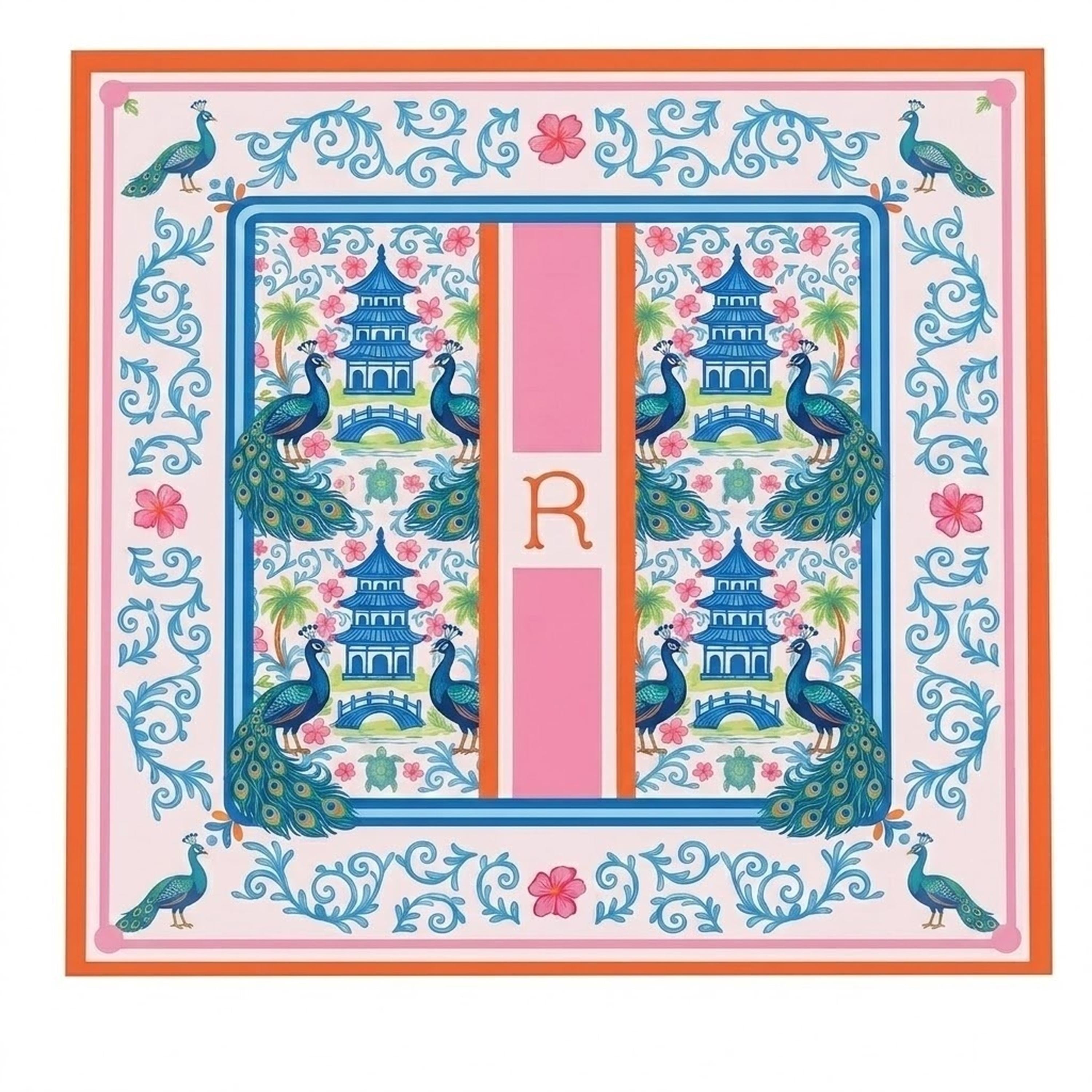 Peacock Design Personalized Mahjong Mat