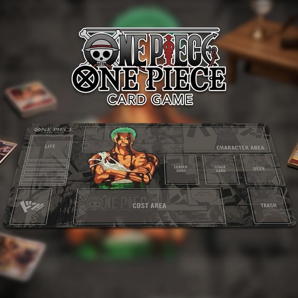 One Piece Card Game Playmat - Roronoa Zoro Nothing Happened Manga Style TCG Play Mat - Anime Trading Card Game Desk Mat & Mousepad