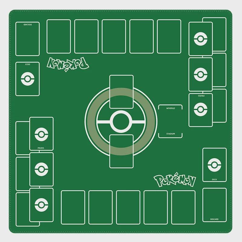 Duo Pokemon Playmat | 2 Player TCG Battle Mat | Double Field Resource & Battle Zones | Two-Player Layout | 24 x 24 inches