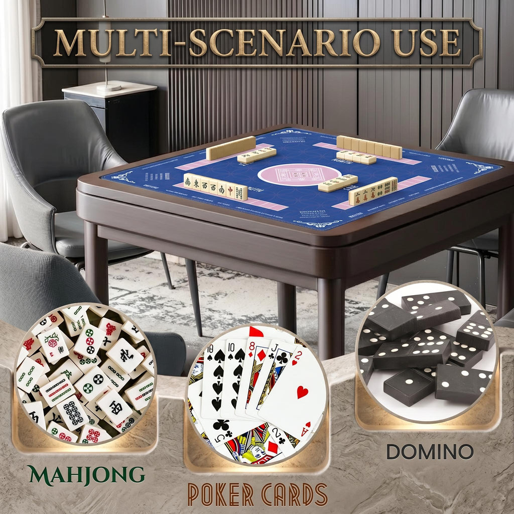 Modern Navy Blue Mahjong Mat with Charleston Rules