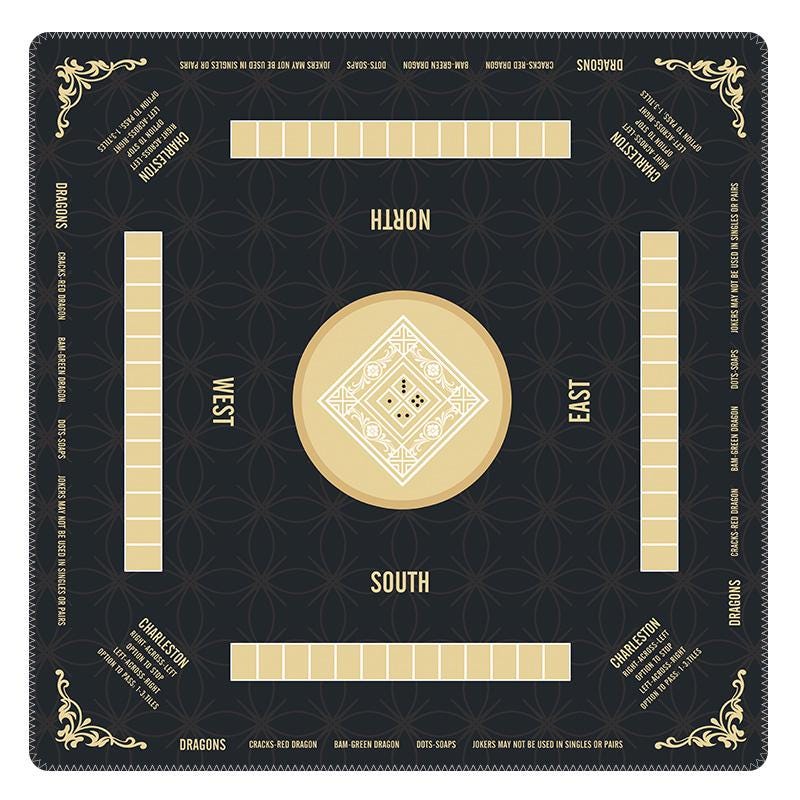 Modern Navy Blue Mahjong Mat with Charleston Rules