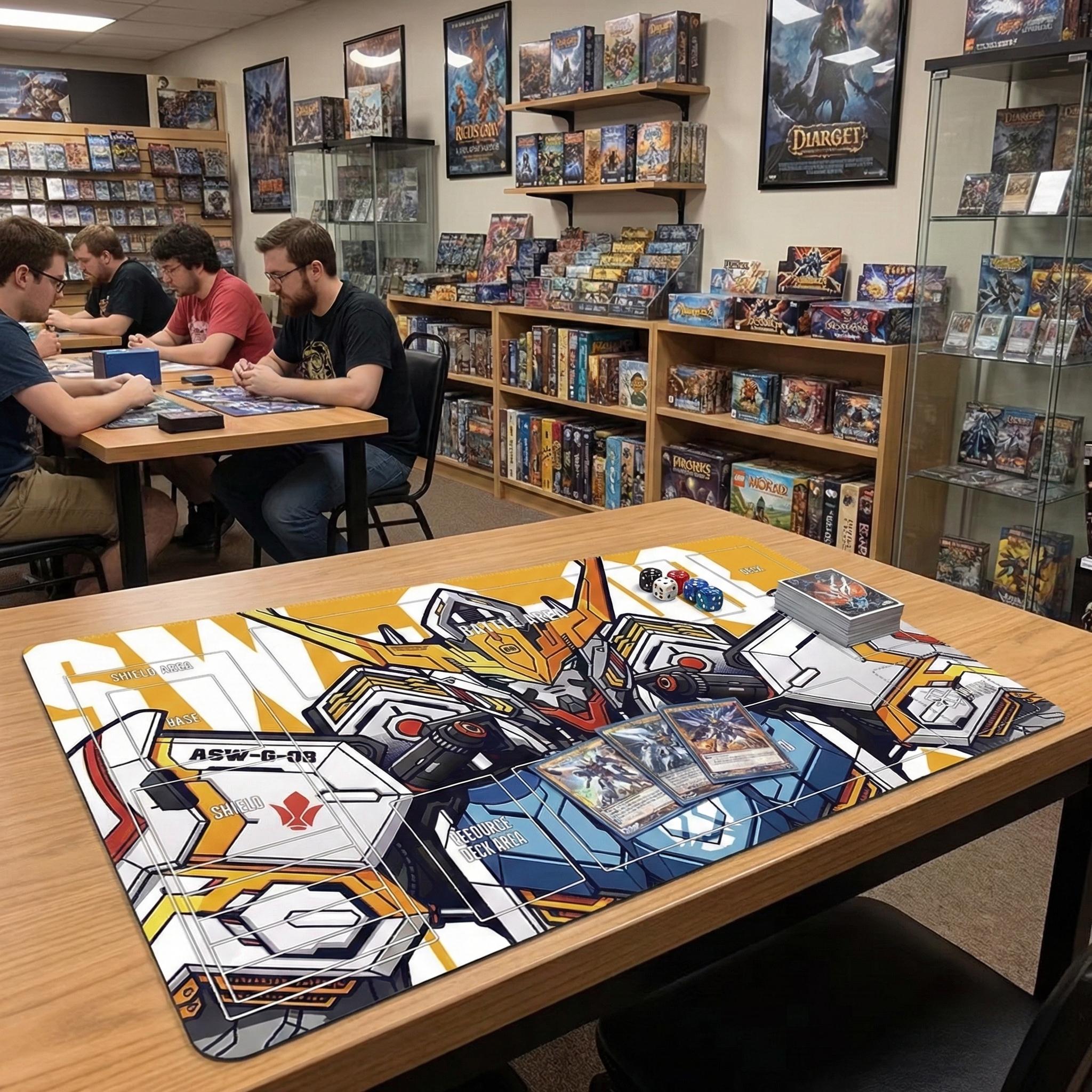 Gundam Card Game Playmat with Zones, Barbatos Mecha Desk Mat, 24x14 Anime Gaming Mouse Pad, TCG Board Game Mat, Gift for Gamers