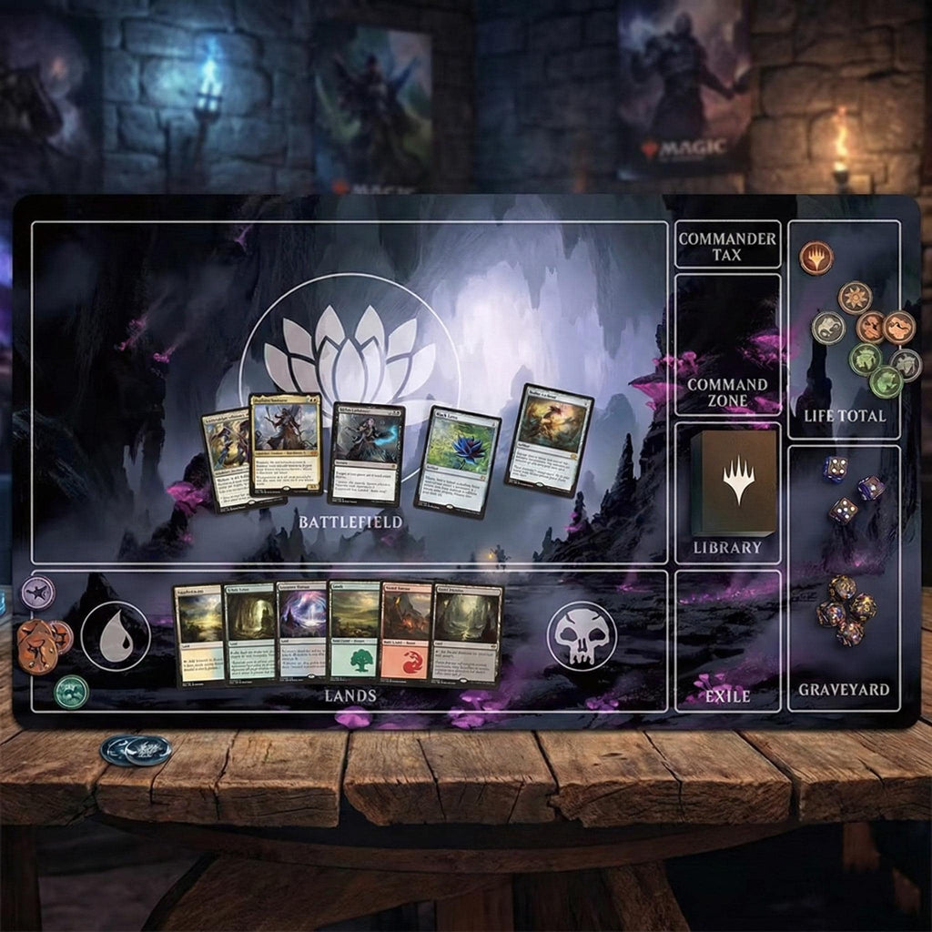 Magic The Gathering Playmat | MTG Commander EDH Playmat | Custom TCG Gaming Mat with Stitched Edges | Card Game Desk Mat | 24x14 Playmat