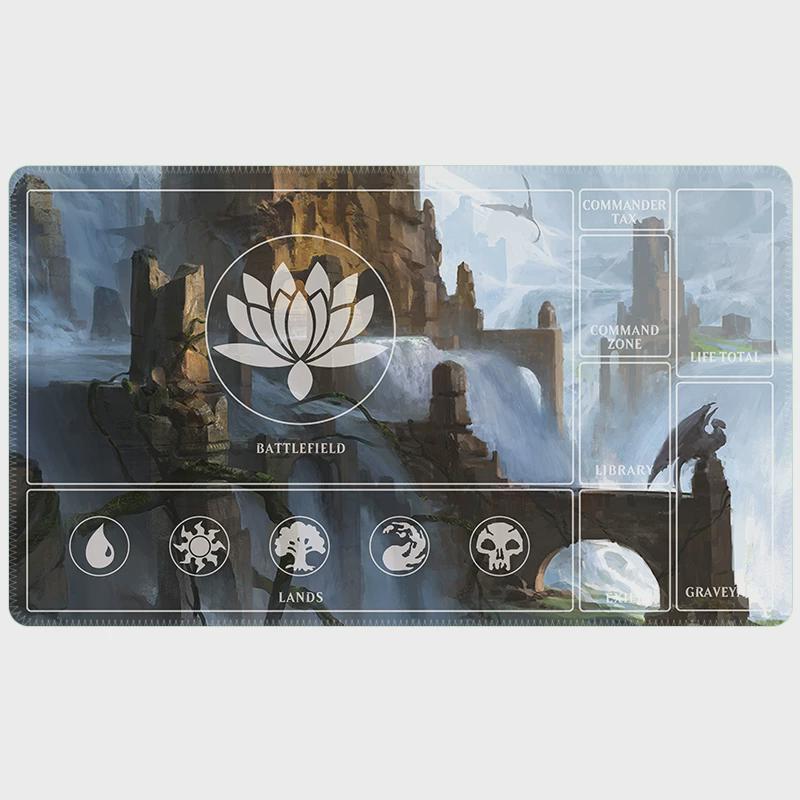 MTG Commander Playmat with Zones | Lotus Fantasy Art Magic the Gathering Mat | EDH Game Pad 24 x 14" | Gamer Desk Mat Gift