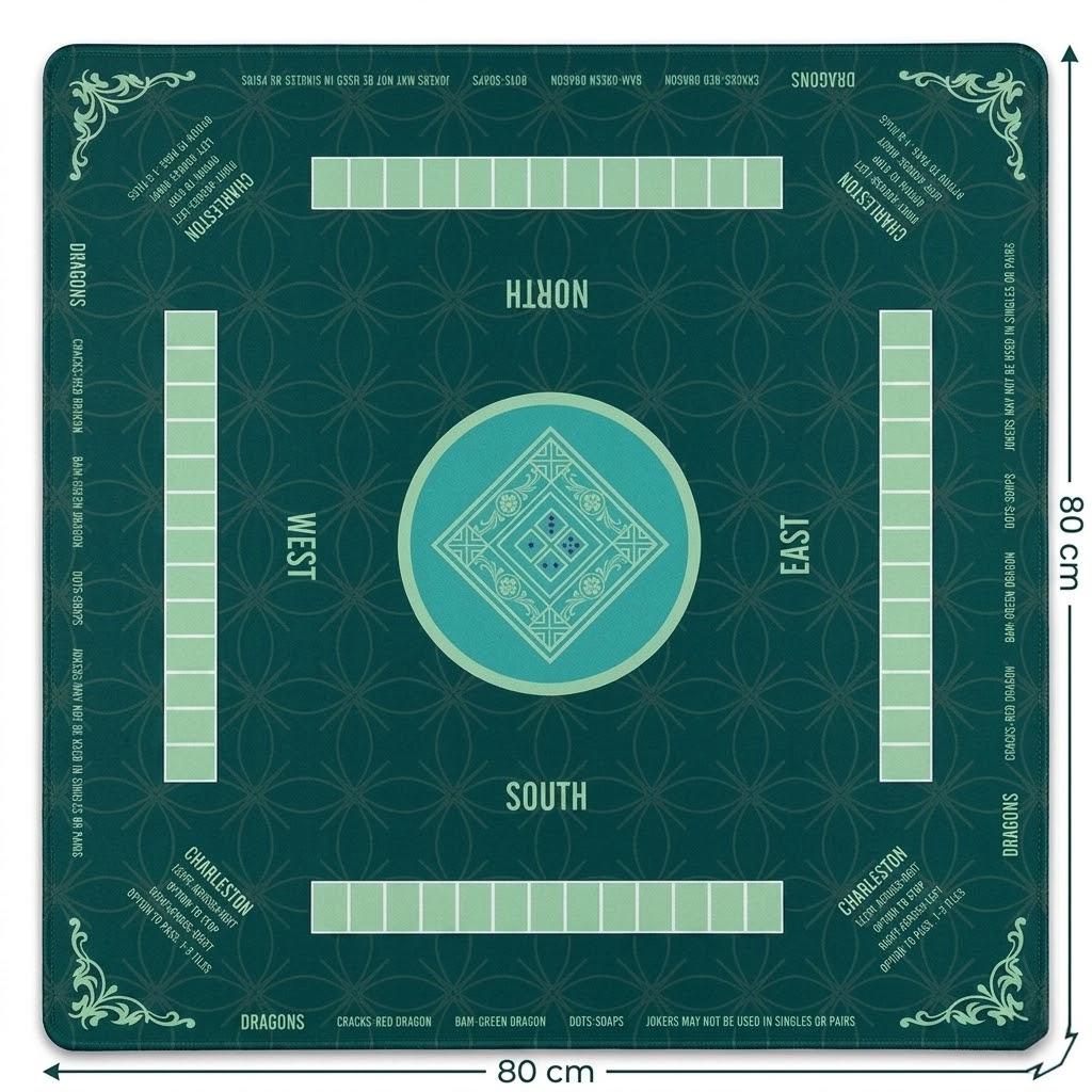 Mahjong Mat Square Playmat - Non-Slip Gaming Mat for Players, Clubs, and Gift for Mahjong Lovers