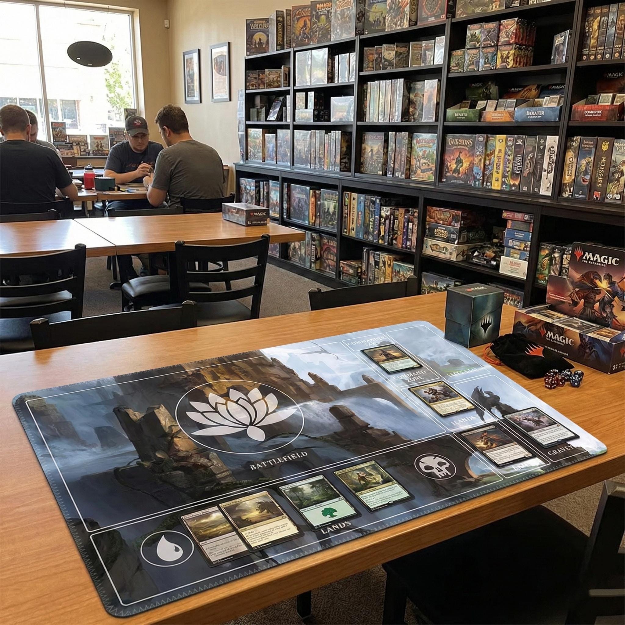 MTG Commander Playmat with Zones | Lotus Fantasy Art Magic the Gathering Mat | EDH Game Pad 24 x 14" | Gamer Desk Mat Gift