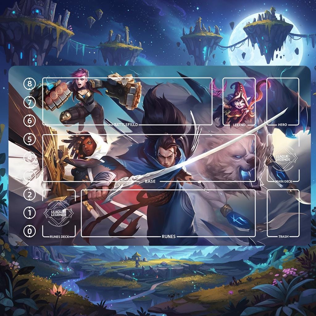 Yasuo Vi Senna Lulu Volibear League of Legends Riftbound Playmat