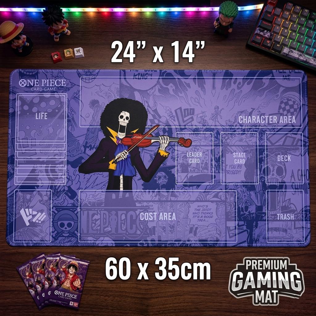 One Piece Card Game Playmat Brook skeleton musician | Custom TCG Desk Mat with Card Zones | Anime TCG Play Mat, Straw Hat Crew, Luffy Gift
