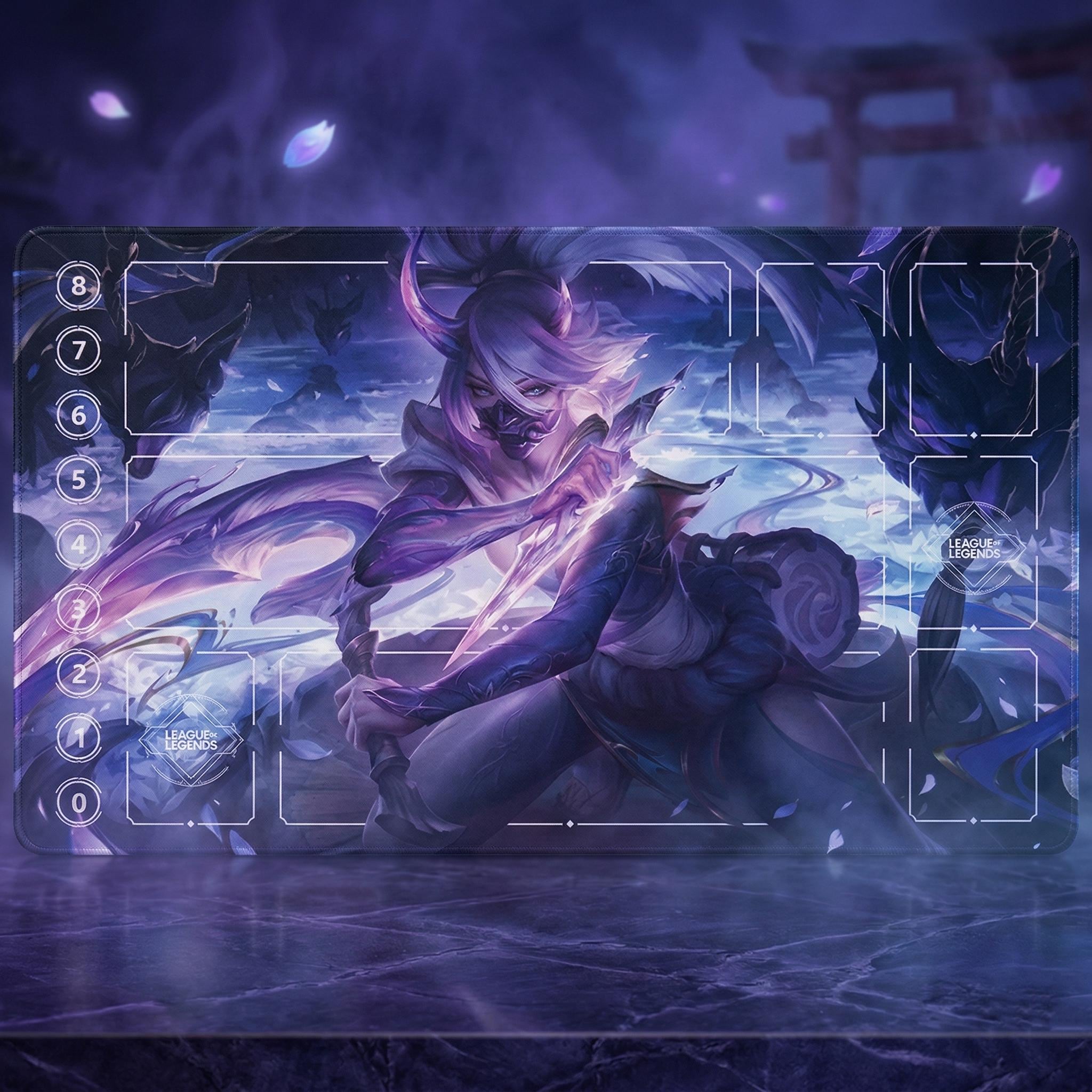 Akali Inspired TCG Riftbound Playmat 24x14, League Card Game Mat with Zones