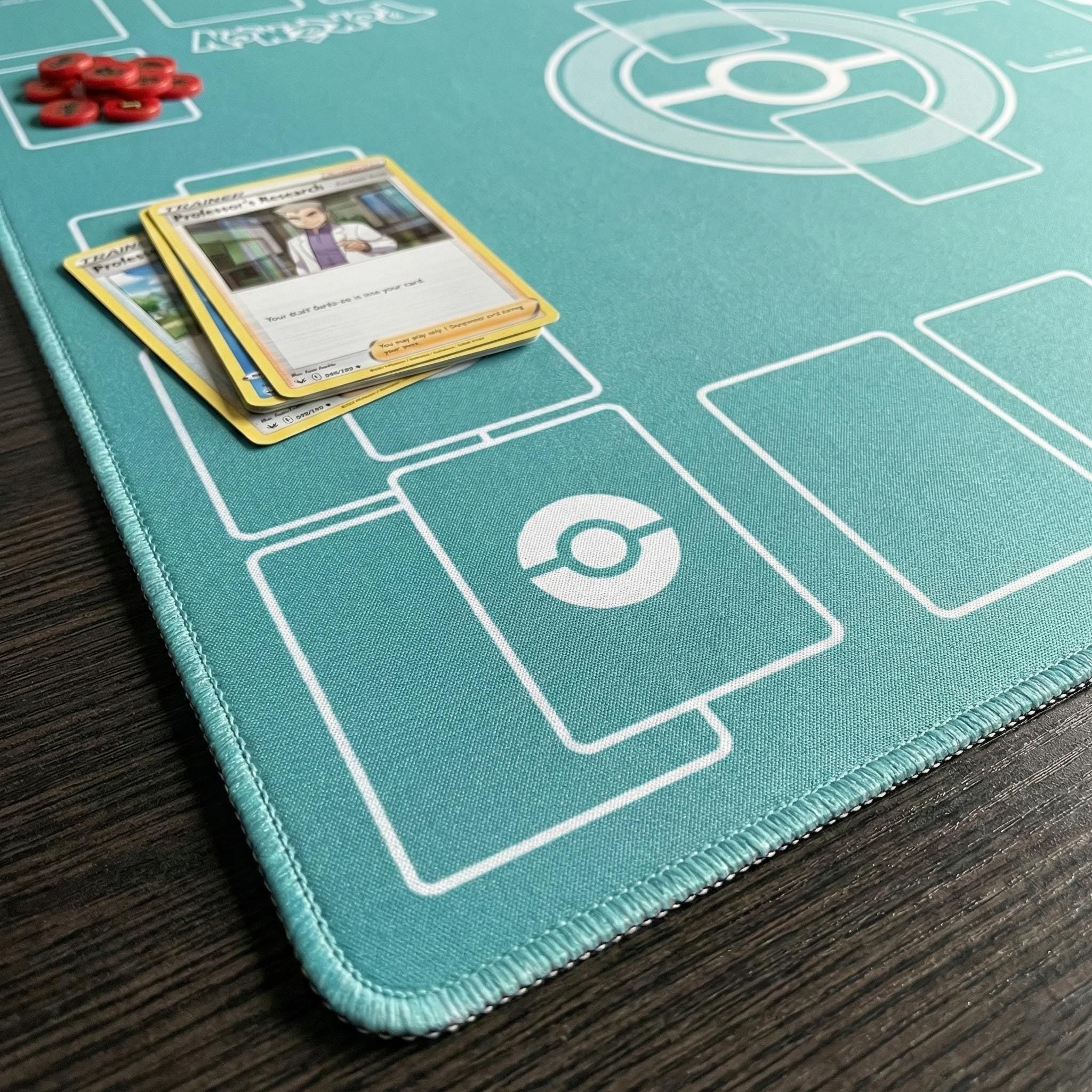 Duo Pokemon Playmat | 2 Player TCG Battle Mat | Double Field Resource & Battle Zones | Two-Player Layout | 24 x 24 inches