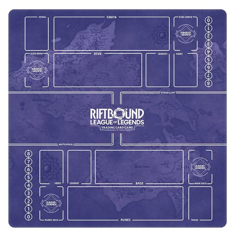 Two Player Riftbound Playmat - League of Legends Trading Card Game Mat - Duo Zones Battlefield 24" x 24" inches (60x60 cm)