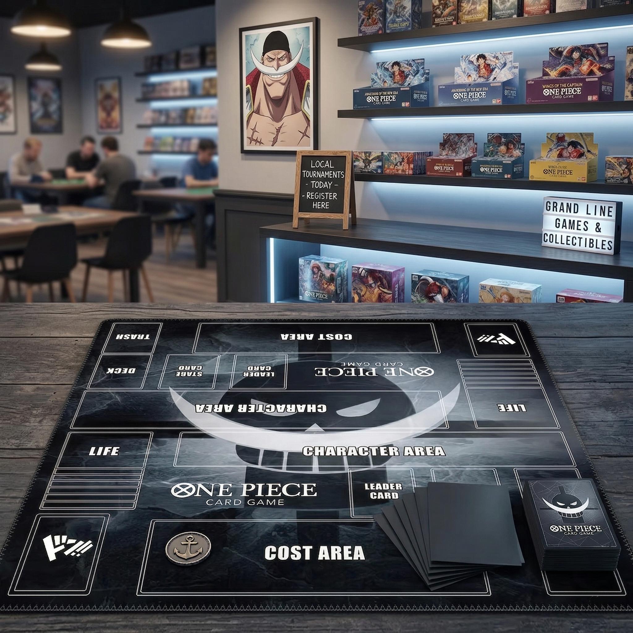 One Piece Card Game 2 Player Playmat - Edward Newgate OPCG TCG Mat with Zones - Custom Anime Gaming Desk Mat - One Piece TCG Accessory