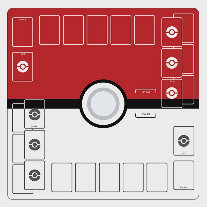 Two Player Pokemon Playmat | Duo PTCG Battle Mat | Double Field Resource & Zones |  24 x 24 inches