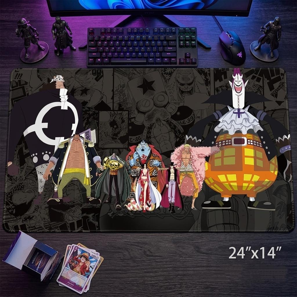 One Piece TCG Playmat, Seven Warlords Custom Card Game Mat, Tournament Size Desk Mat