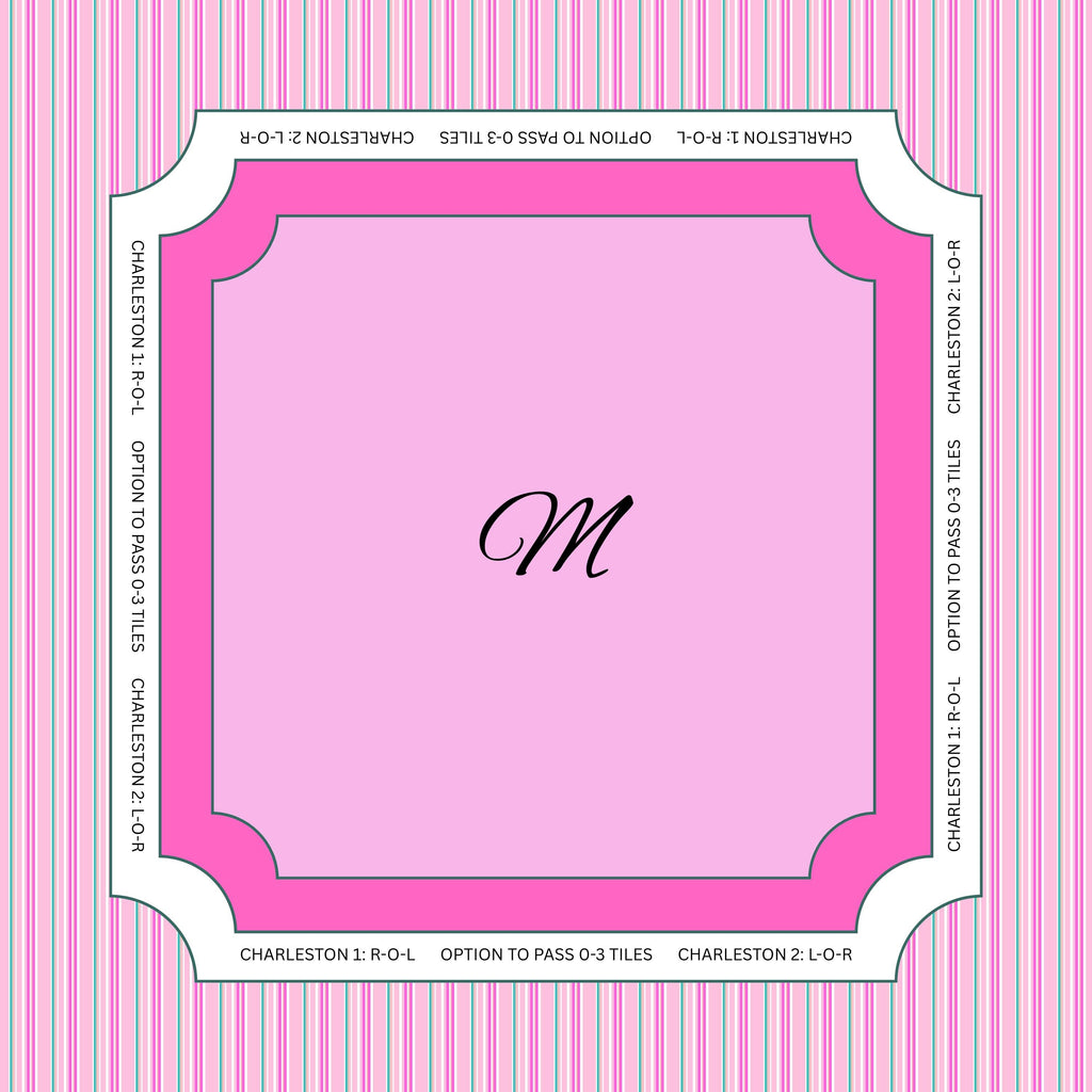 Customize Your Initial Mahjong Mat Pink Stripe | 24 x 24, 31.5 x 31.5, 33 x 33 in