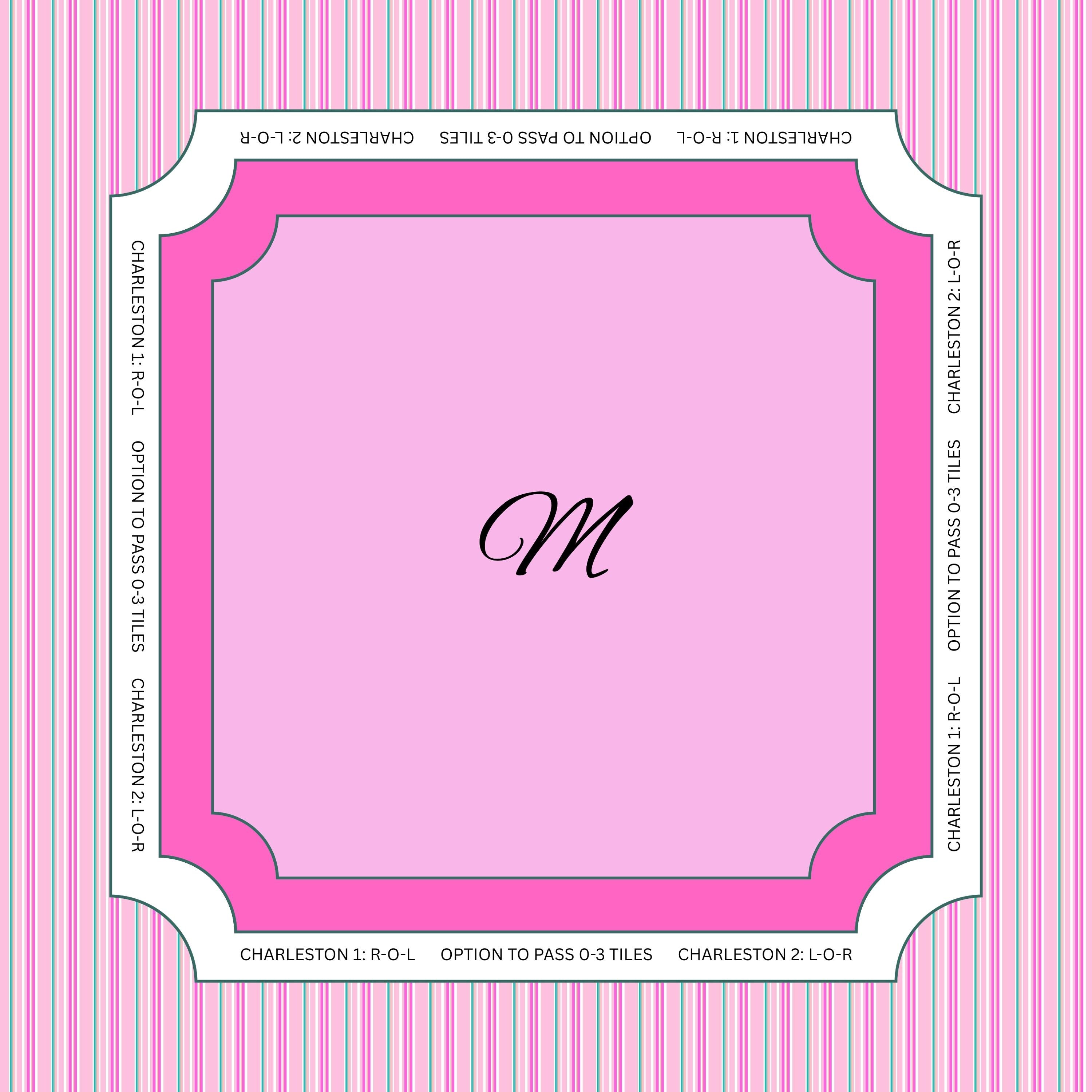 Customize Your Initial Mahjong Mat Pink Stripe | 24 x 24, 31.5 x 31.5, 33 x 33 in