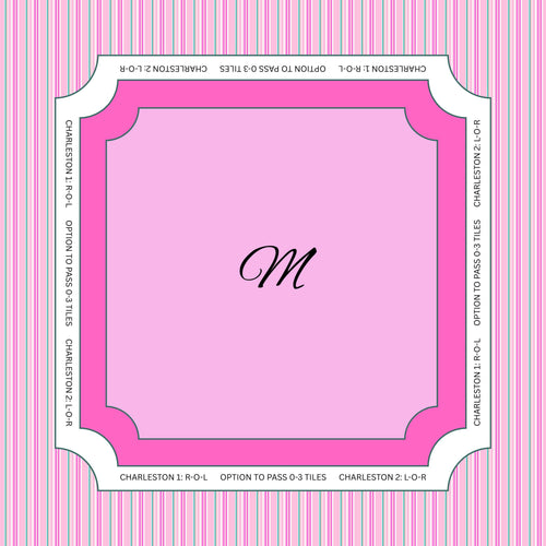 Customize Your Initial Mahjong Mat Pink Stripe | 24 x 24, 31.5 x 31.5, 33 x 33 in