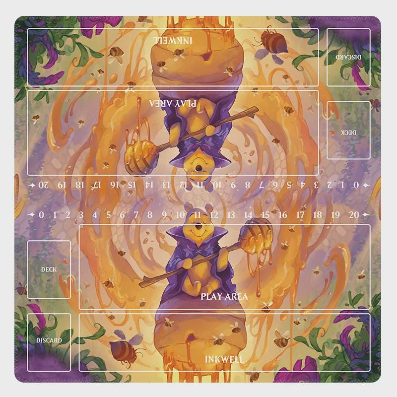 Duo Lorcana Playmat | 2 Player TCG Battle Mat | Multi-Color Lorcana Duo Mat | Two-Player Layout | 24 x 24 inches