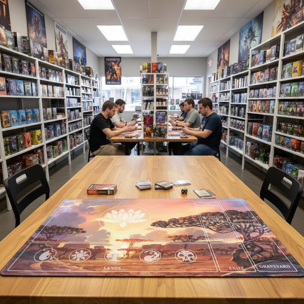 Lotus Flower MTG Mat | Scenic Savanna Art Playmat | 5 Color Mana Zone Layout | Magic The Gathering Commander Surface | TCG Magic
