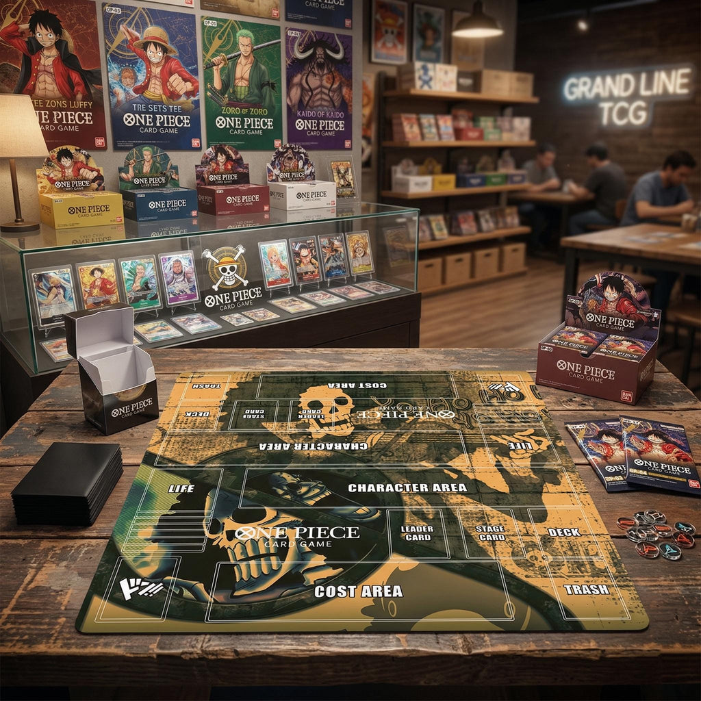One Piece Card Game Playmat 2-Player -Soul King Custom TCG Desk Mat - Double Duel Layout Mat 24 x 24" - Custom Anime Card Game Desk Mat