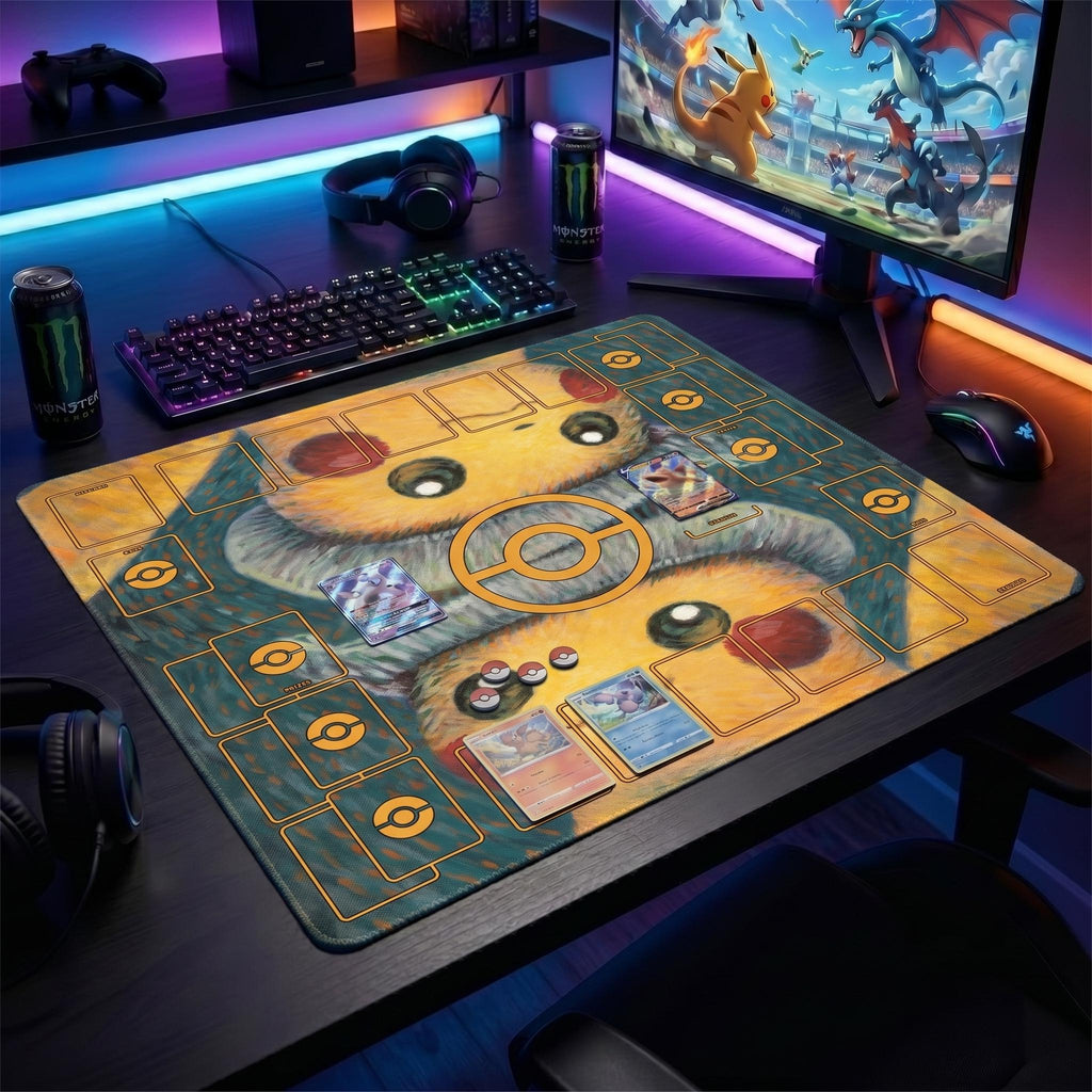 Pikachu Oil Painting Style Pokemon Playmat