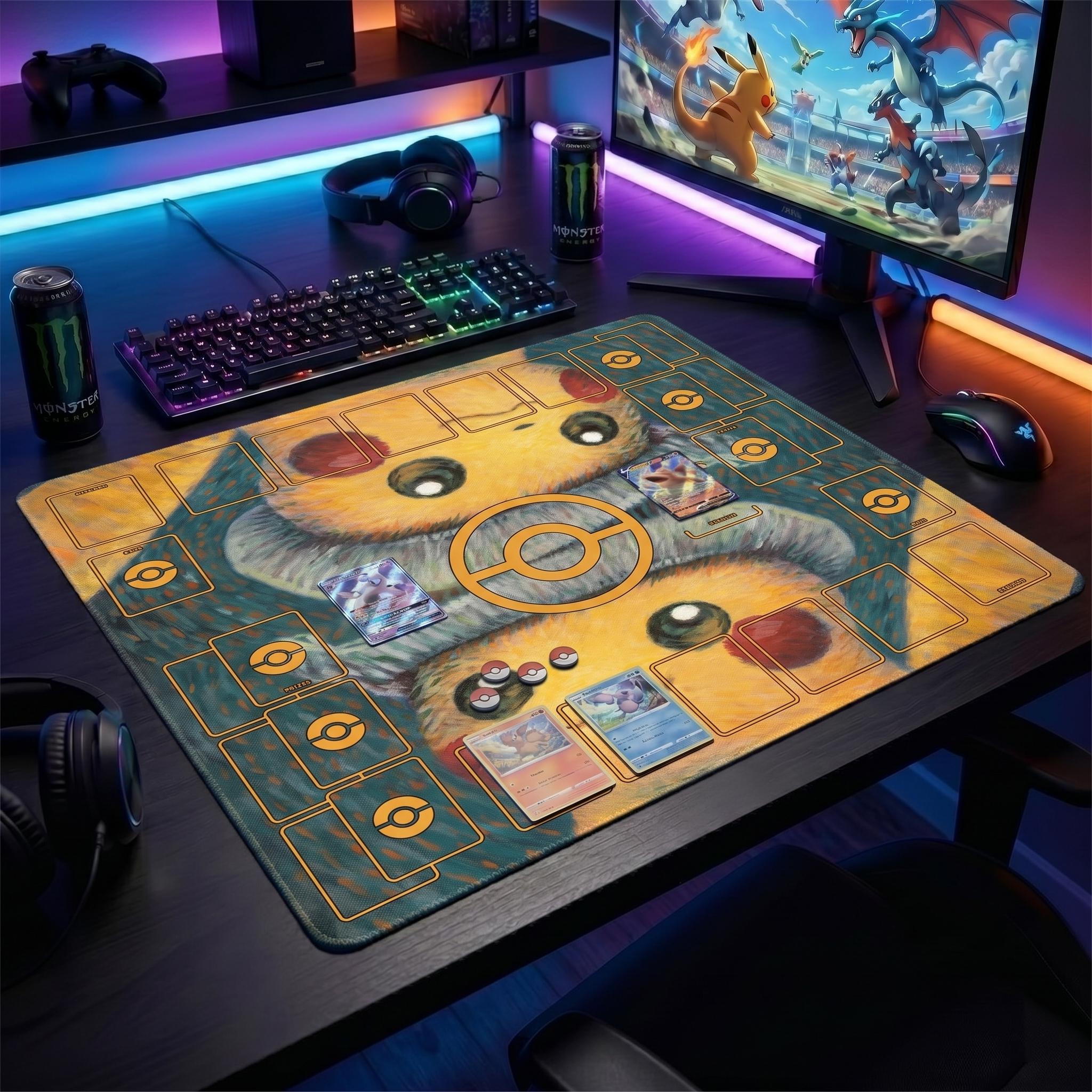 Pikachu Oil Painting Style Pokemon Playmat