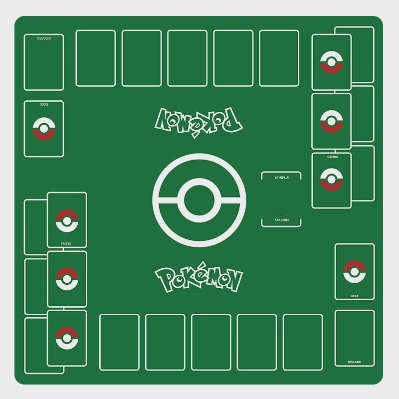 Two Player Pokemon Playmat | Duo PTCG Battle Mat | Double Field Resource & Zones |  24 x 24 inches