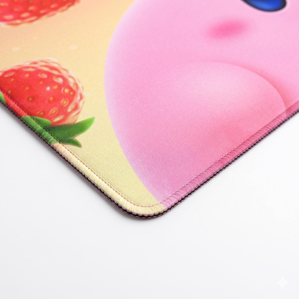 Kirby Pink Strawberry Gaming Desk Mat | Pink Mousepad