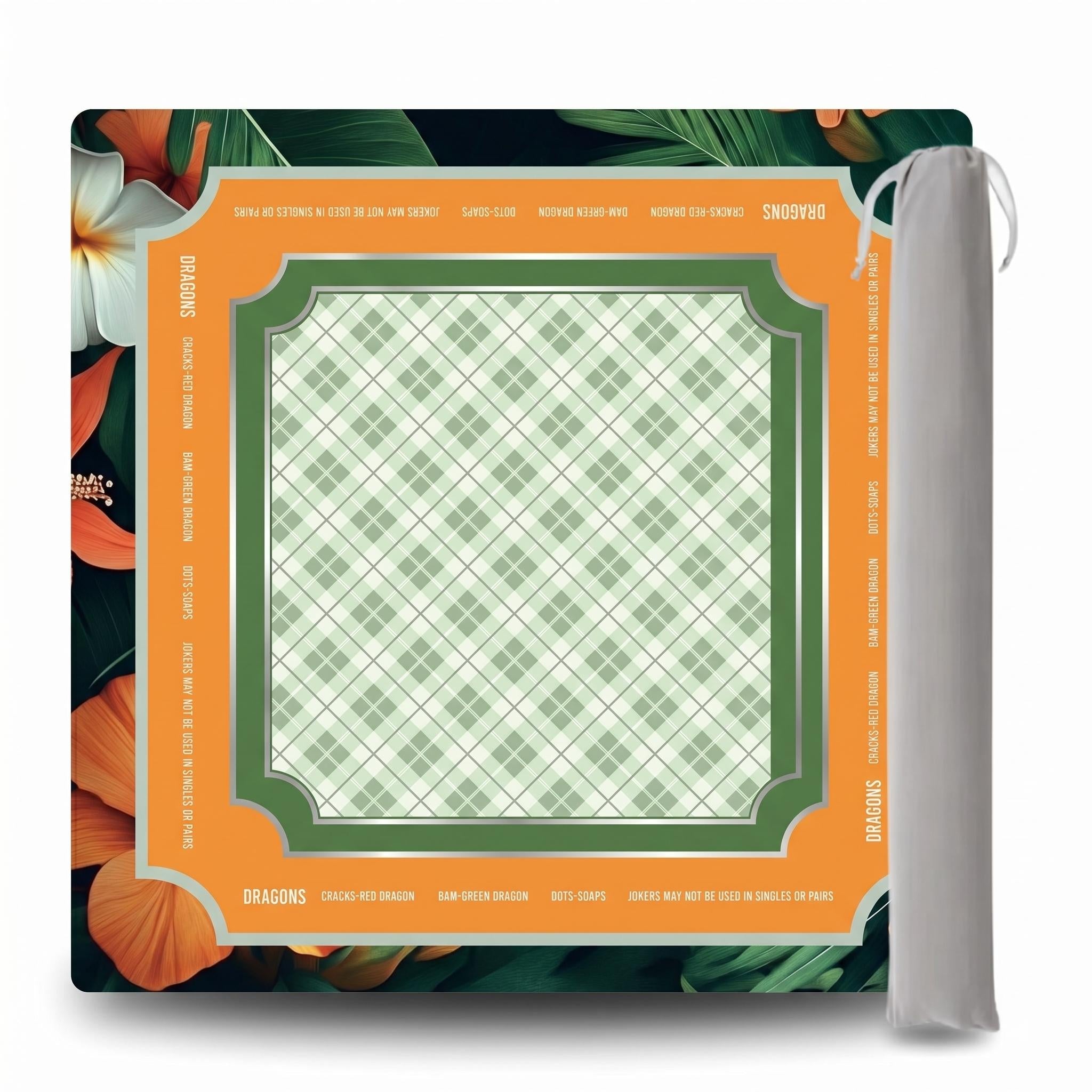 Mahjong Mat Tropical Botanical Plaid Center