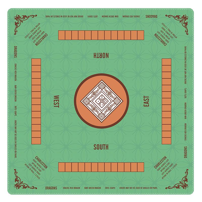 Modern Navy Blue Mahjong Mat with Charleston Rules