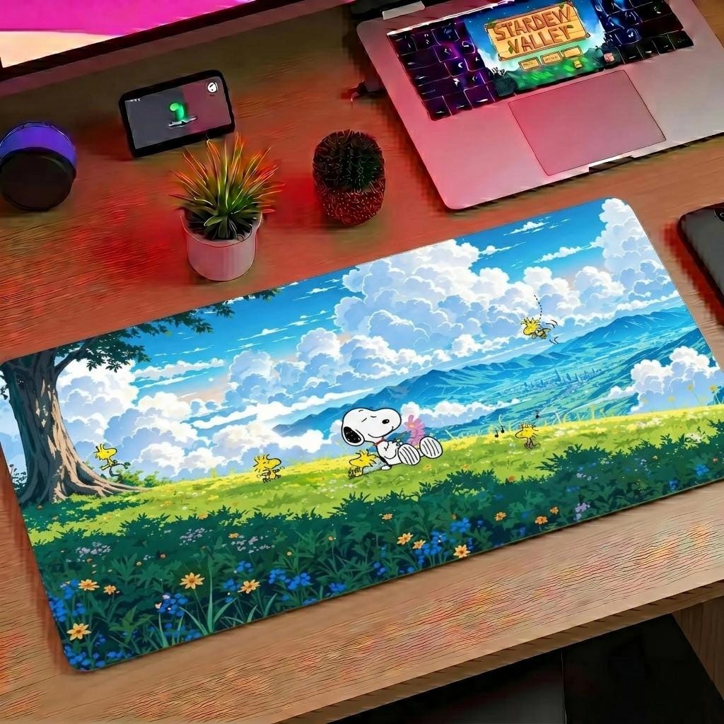 Snoopy Desk Mat – Custom Name Office Decor - Mousepad