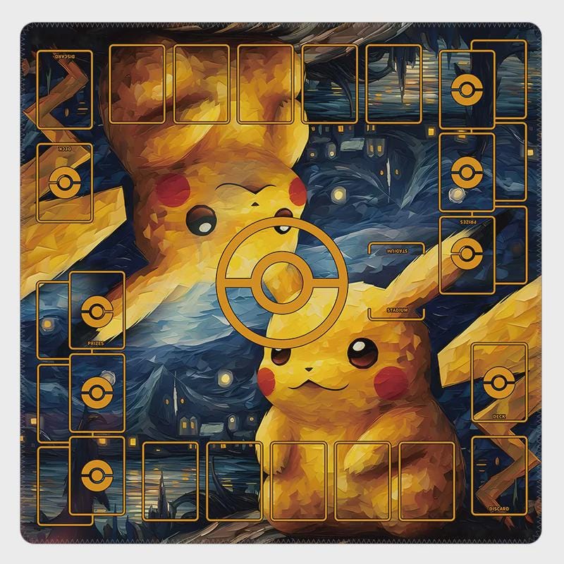 Pikachu Oil Painting Pokemon Duo Playmat