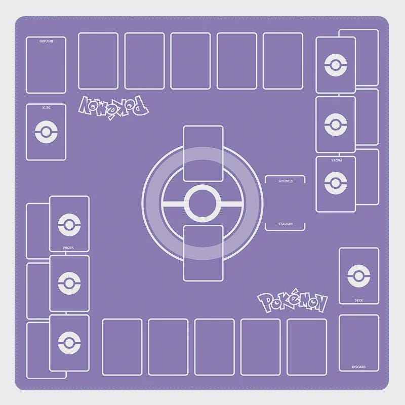 Duo Pokemon Playmat | 2 Player TCG Battle Mat | Double Field Resource & Battle Zones | Two-Player Layout | 24 x 24 inches