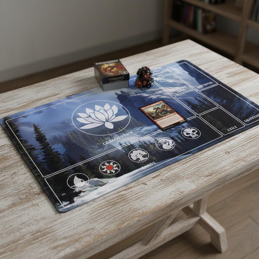 Magic The Gathering Playmat | MTG Commander EDH Playmat | Custom TCG Gaming Mat with Stitched Edges | Card Game Desk Mat | 24x14 Playmat