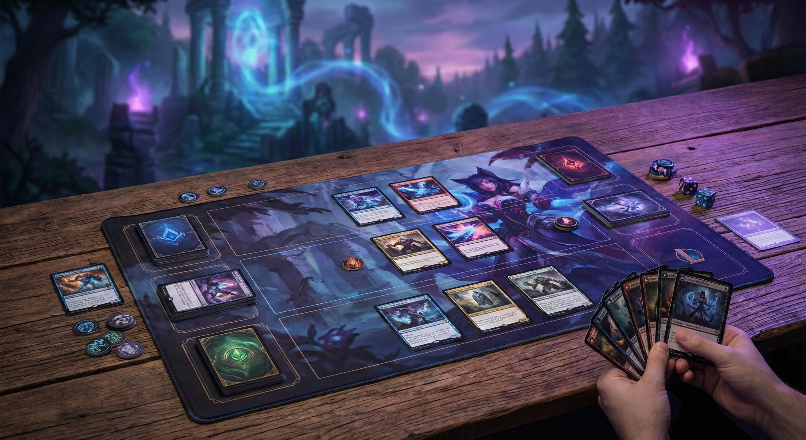 Ahri Riftbound Playmat – League of Legends Inspired TCG Surface (24" x 14")