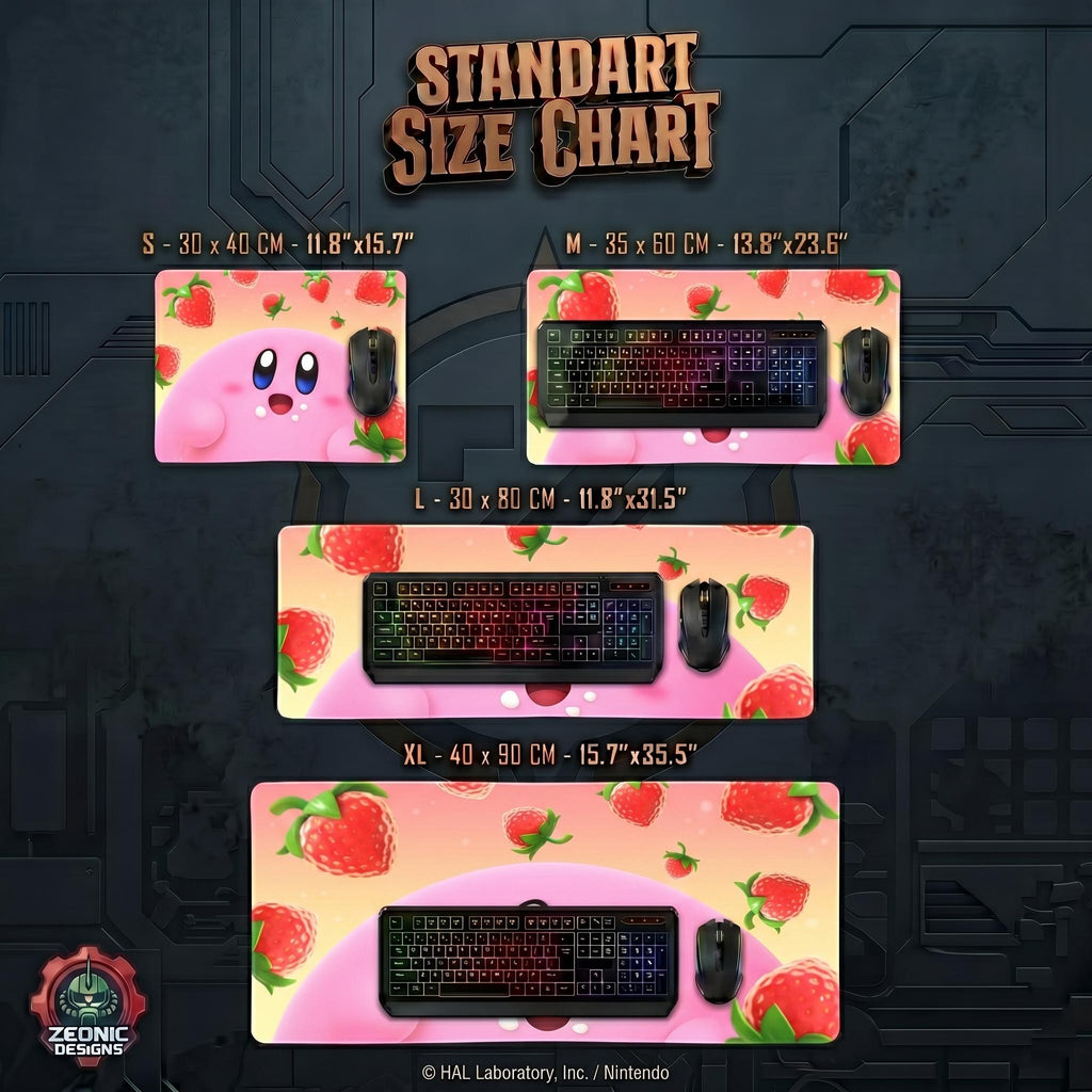 Kirby Pink Strawberry Gaming Desk Mat