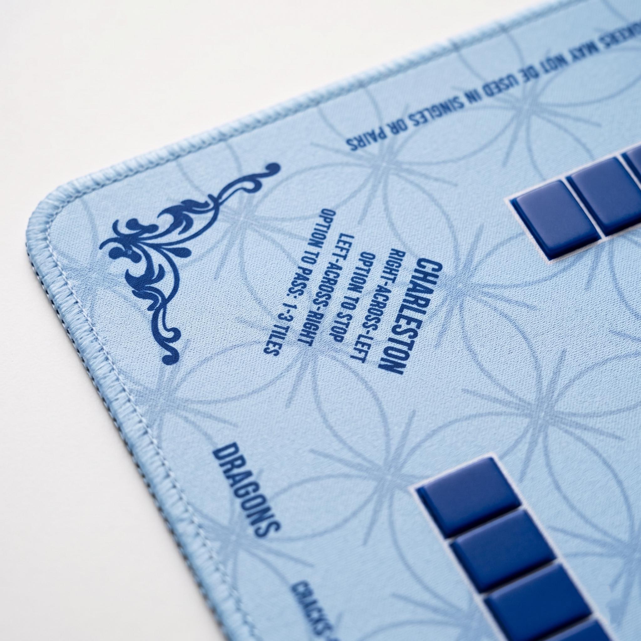 Light Blue Mahjong Mat with Instructions