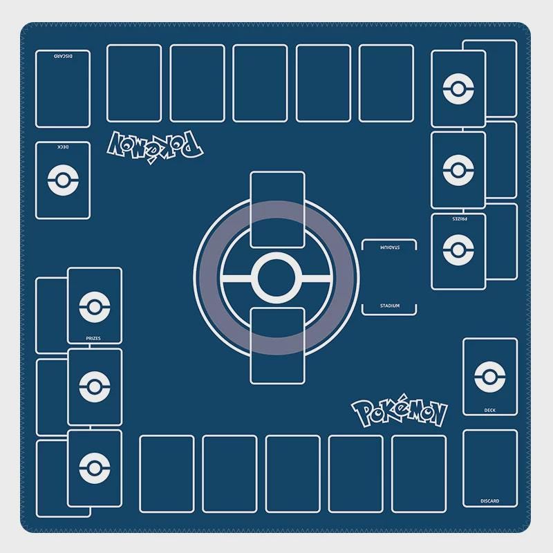 Duo Pokemon Playmat | 2 Player TCG Battle Mat | Double Field Resource & Battle Zones | Two-Player Layout | 24 x 24 inches