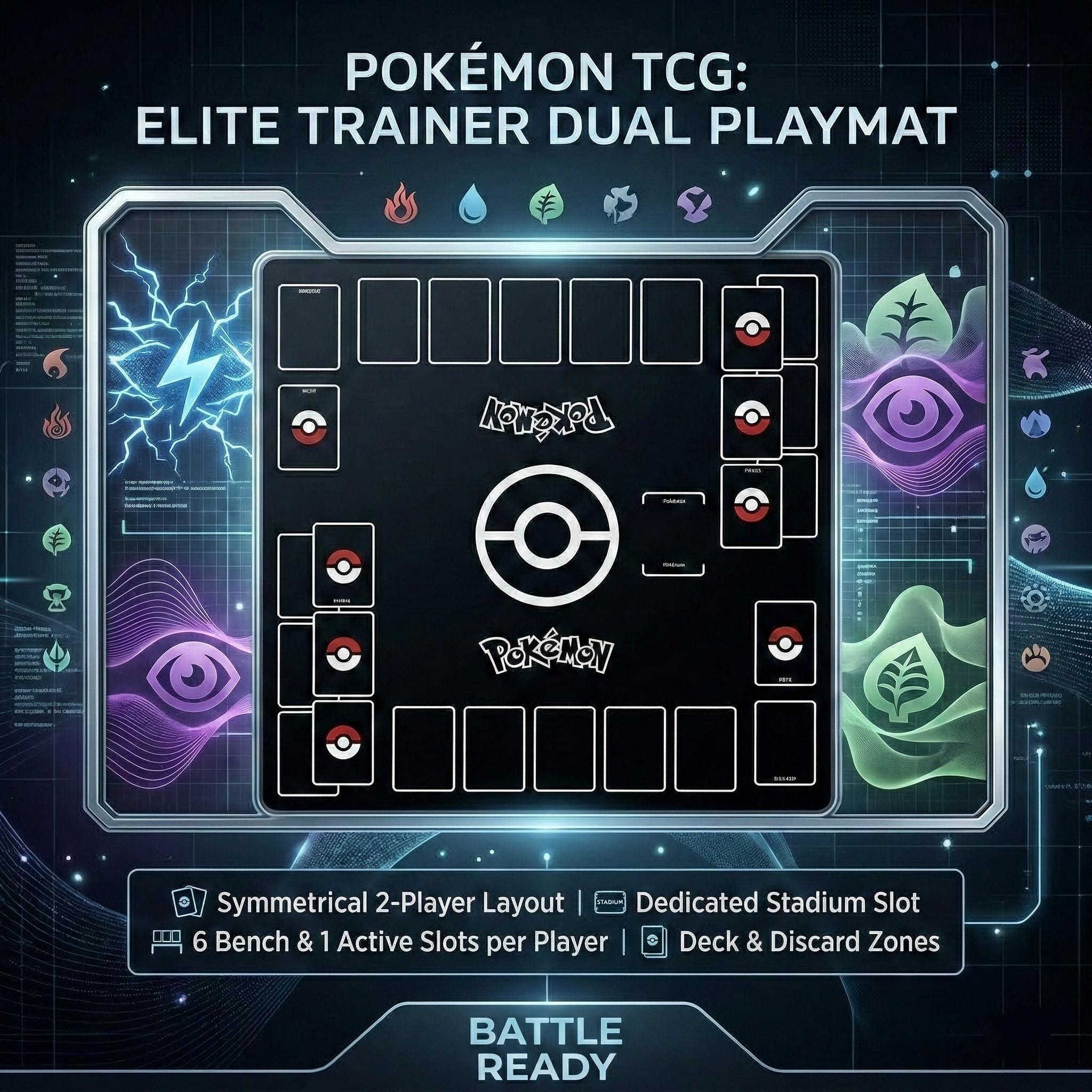 Two Player Pokemon Playmat | Duo PTCG Battle Mat